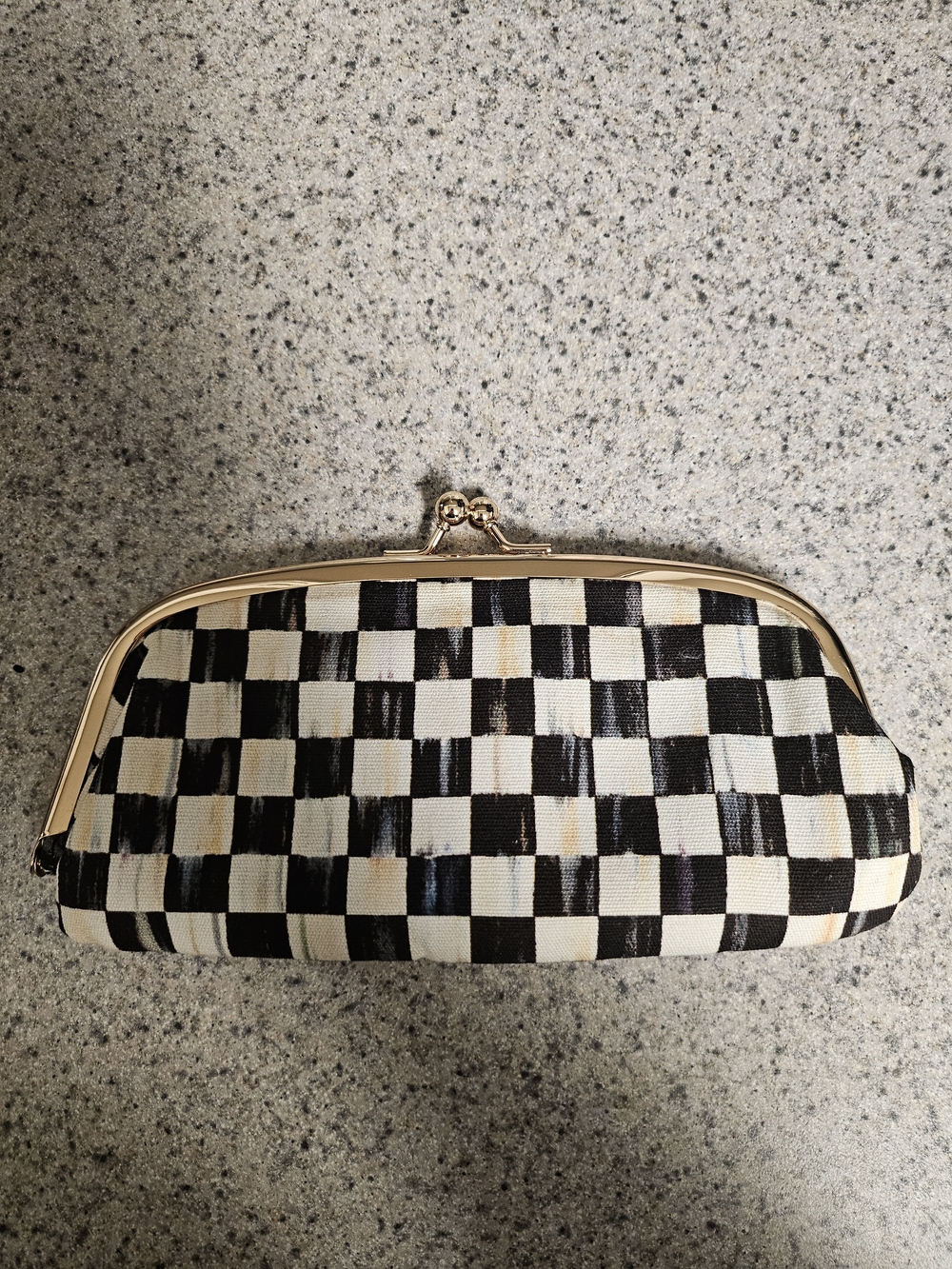 MacKenzie-Childs Black and White Check Kiss-Lock Clutch
